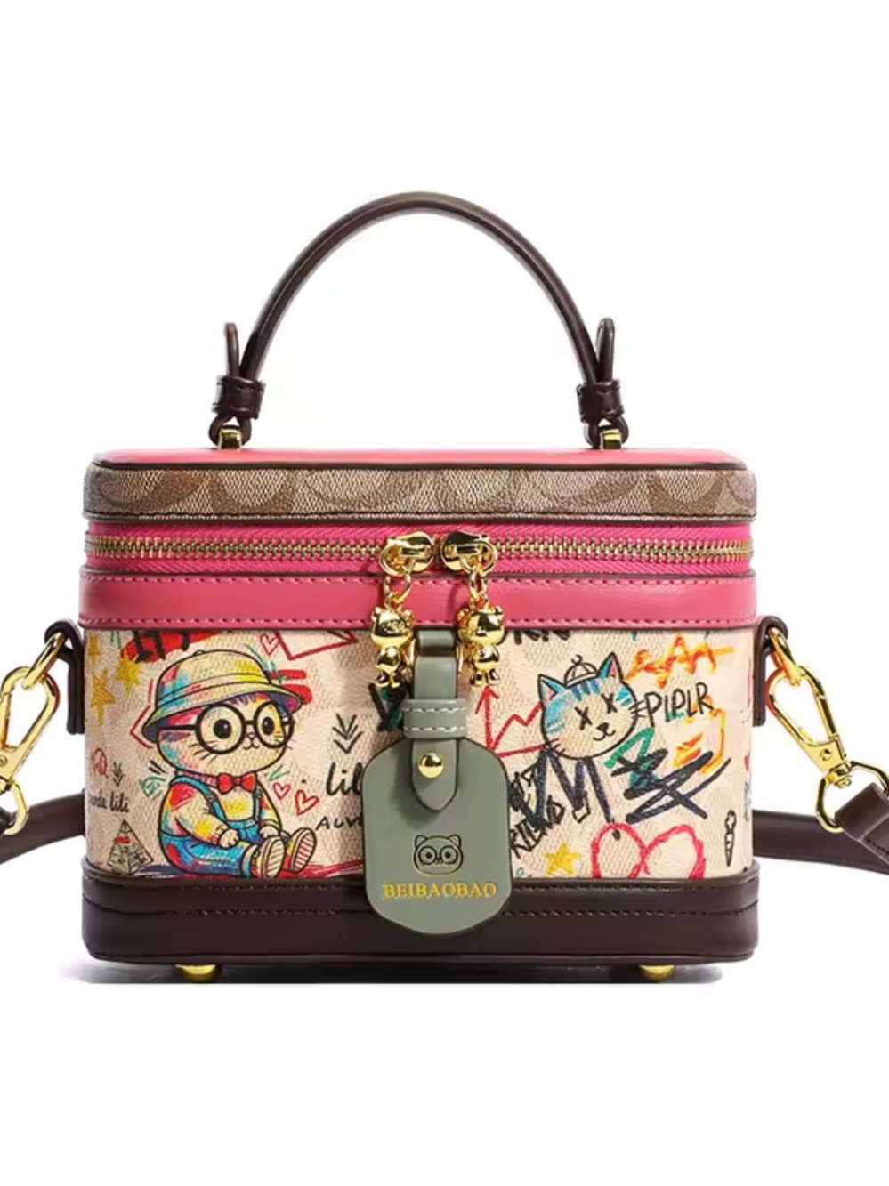Designer inspired Pink Graffiti Vanity Top-Handle Crossbody